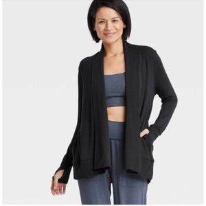 All In Motion Women's Size XL Black Studio French Terry Modal Cardigan Cardigan